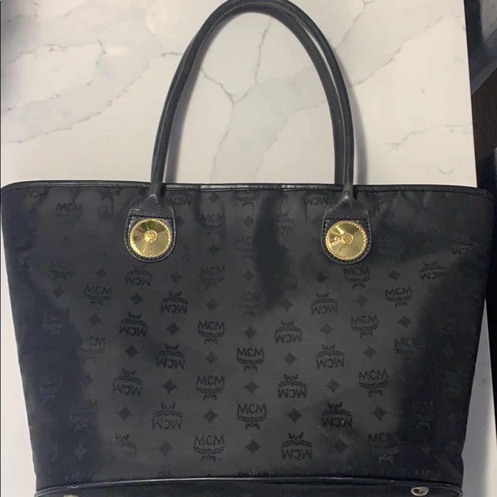 VINTAGE RARE MCM Black Shopper Tote Bag